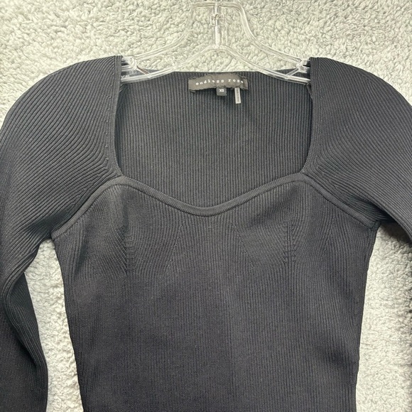 Endless Rose Dress Sz XS Black Textured Body Con Mini Stretch Long Sleeve - Picture 4 of 7